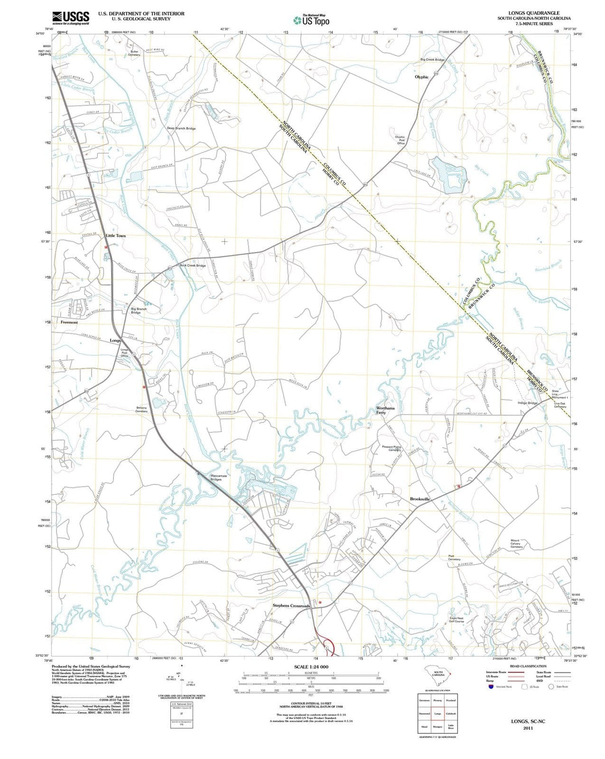 2011 Longs, SC - South Carolina - USGS Topographic Map