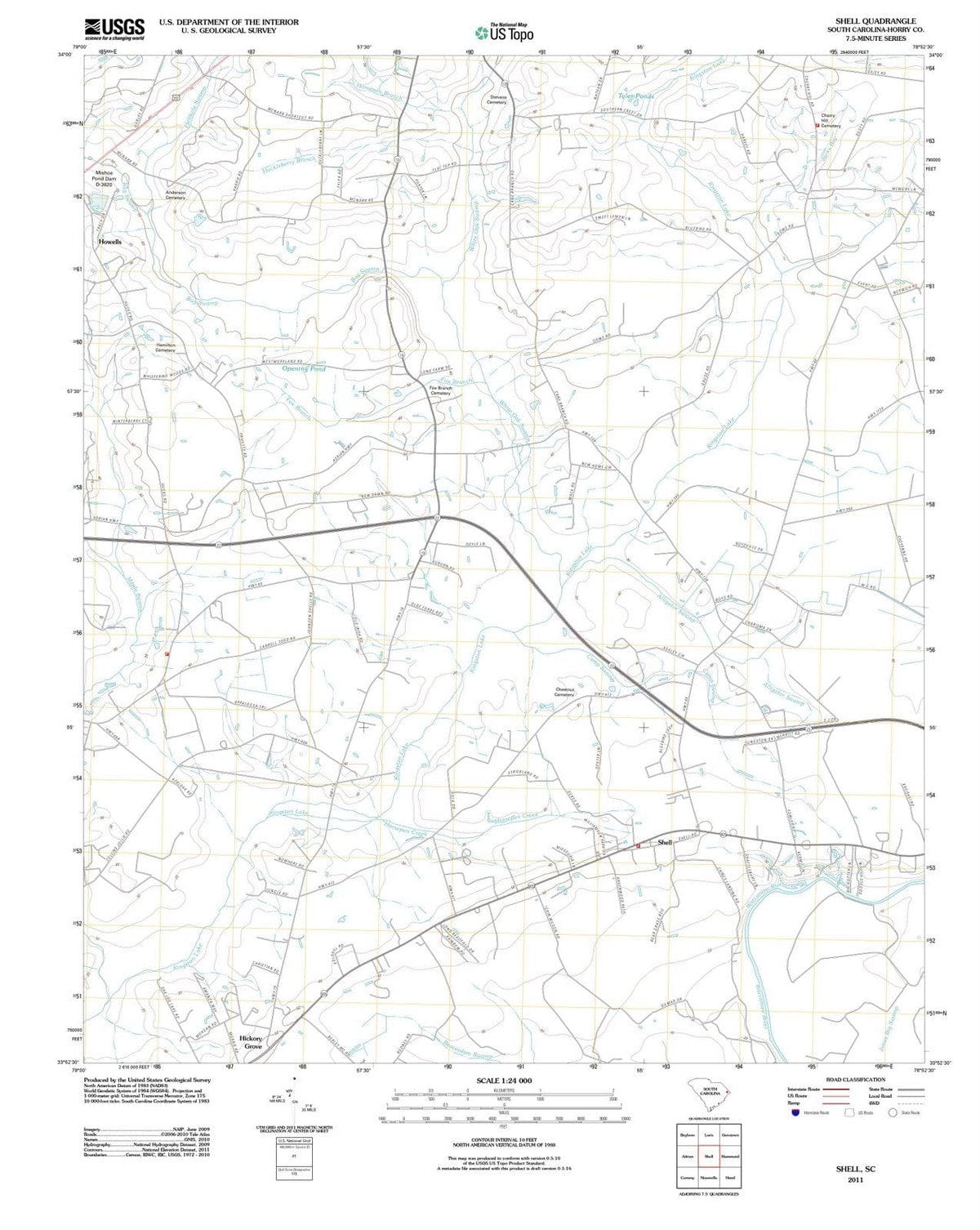 2011 Shell, SC - South Carolina - USGS Topographic Map