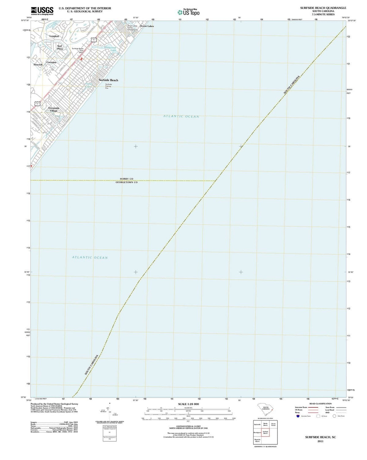 2011 Surfside Beach, SC - South Carolina - USGS Topographic Map