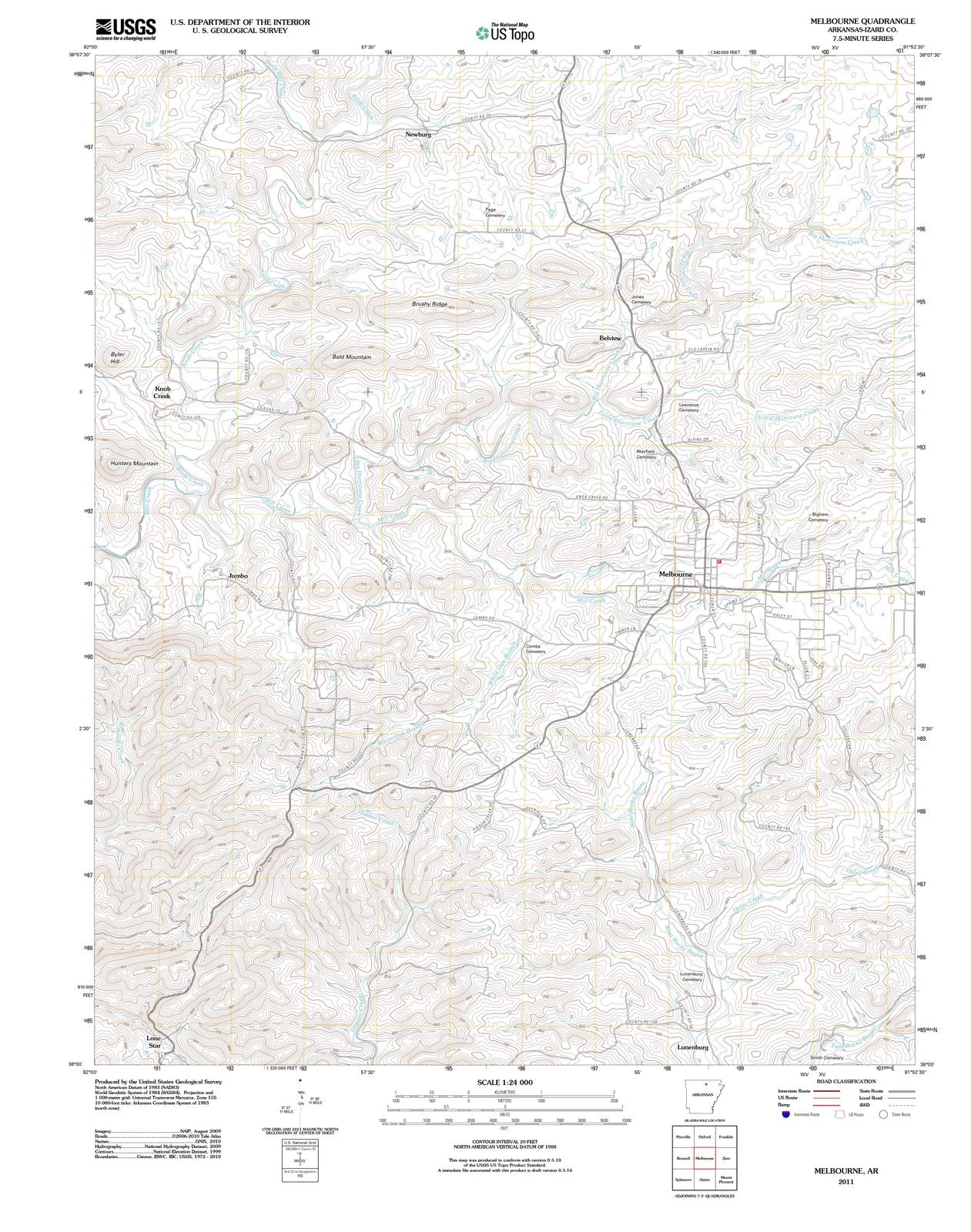 2011 Melbourne, AR - Arkansas - USGS Topographic Map
