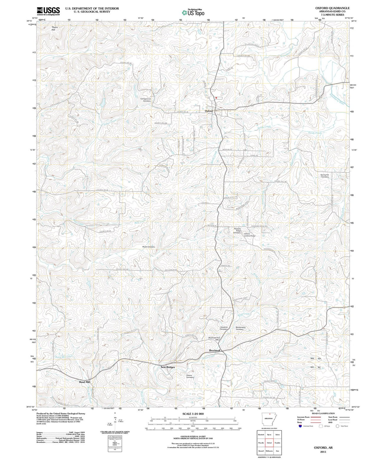 2011 Oxford, AR - Arkansas - USGS Topographic Map