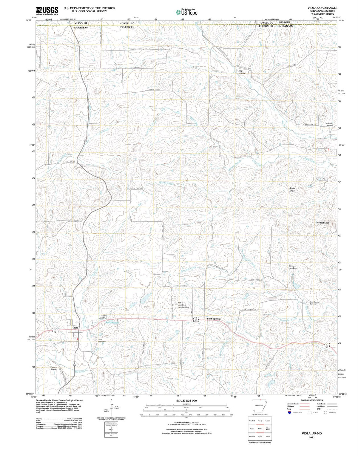 2011 Viola, AR - Arkansas - USGS Topographic Map