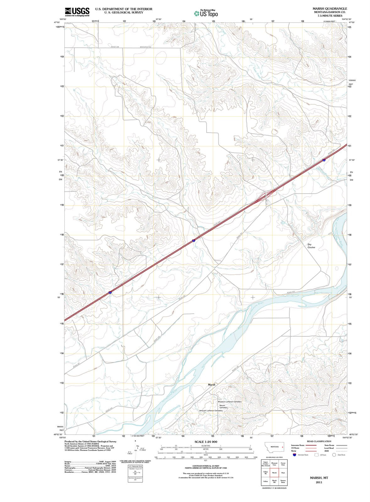 2011 Marsh, MT - Montana - USGS Topographic Map
