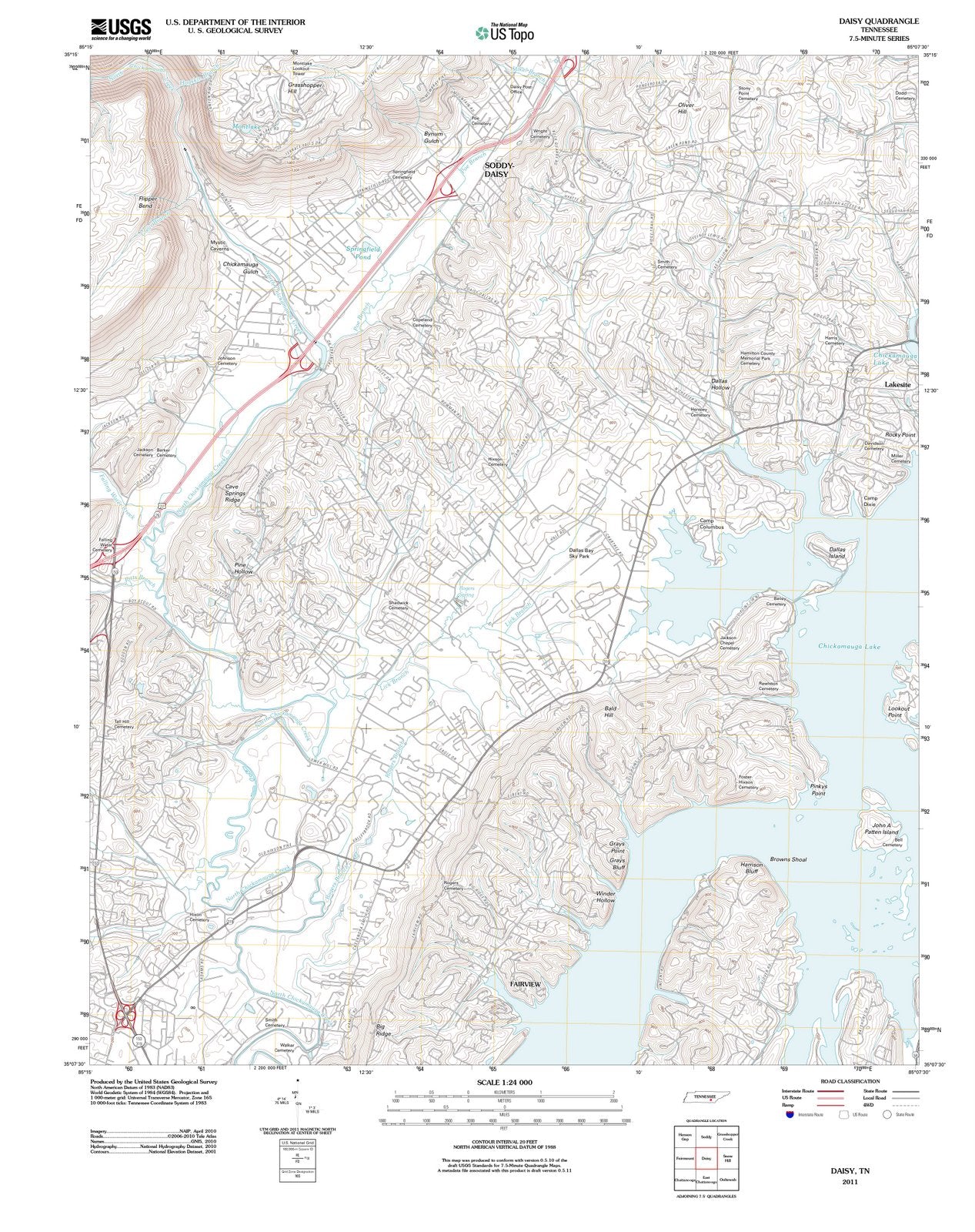2011 Daisy, TN - Tennessee - USGS Topographic Map