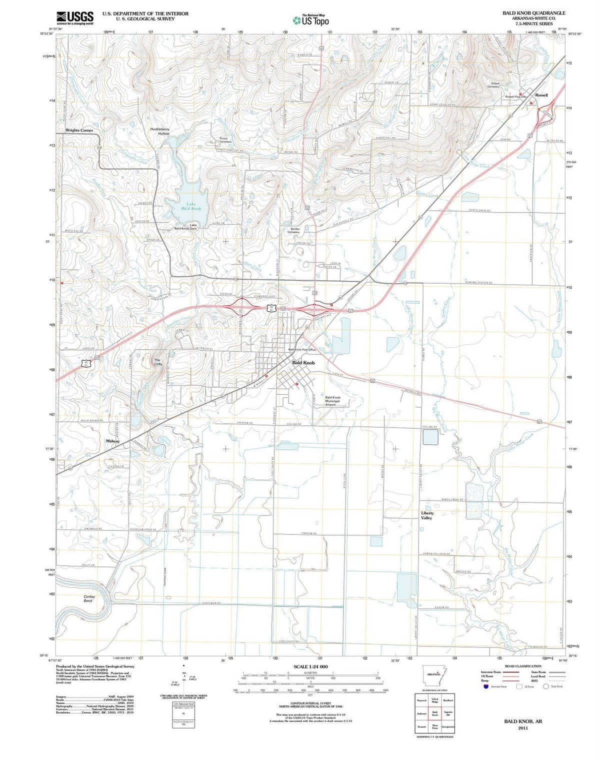 2011 Bald Knob, AR - Arkansas - USGS Topographic Map