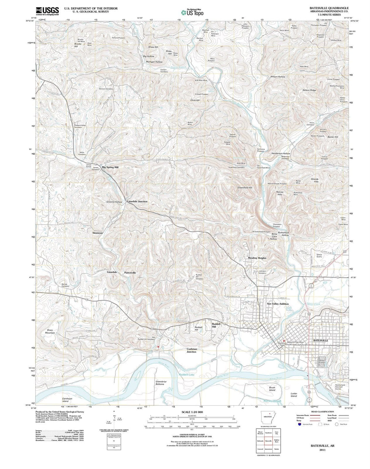 2011 Batesville, AR - Arkansas - USGS Topographic Map