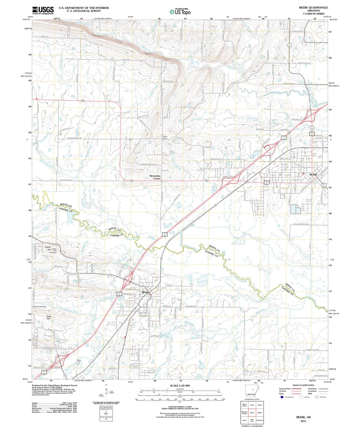 2011 Beebe, AR - Arkansas - USGS Topographic Map