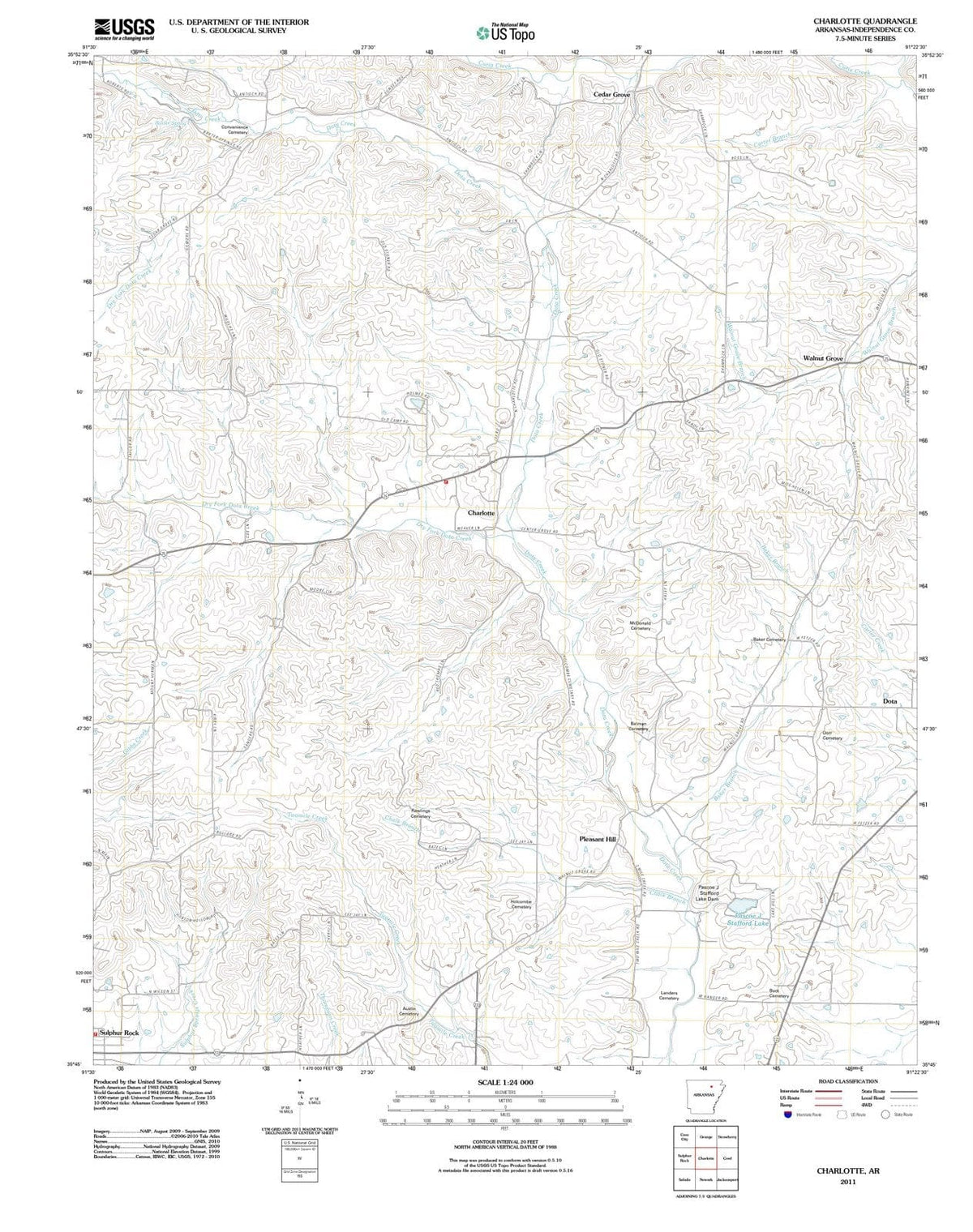 2011 Charlotte, AR - Arkansas - USGS Topographic Map