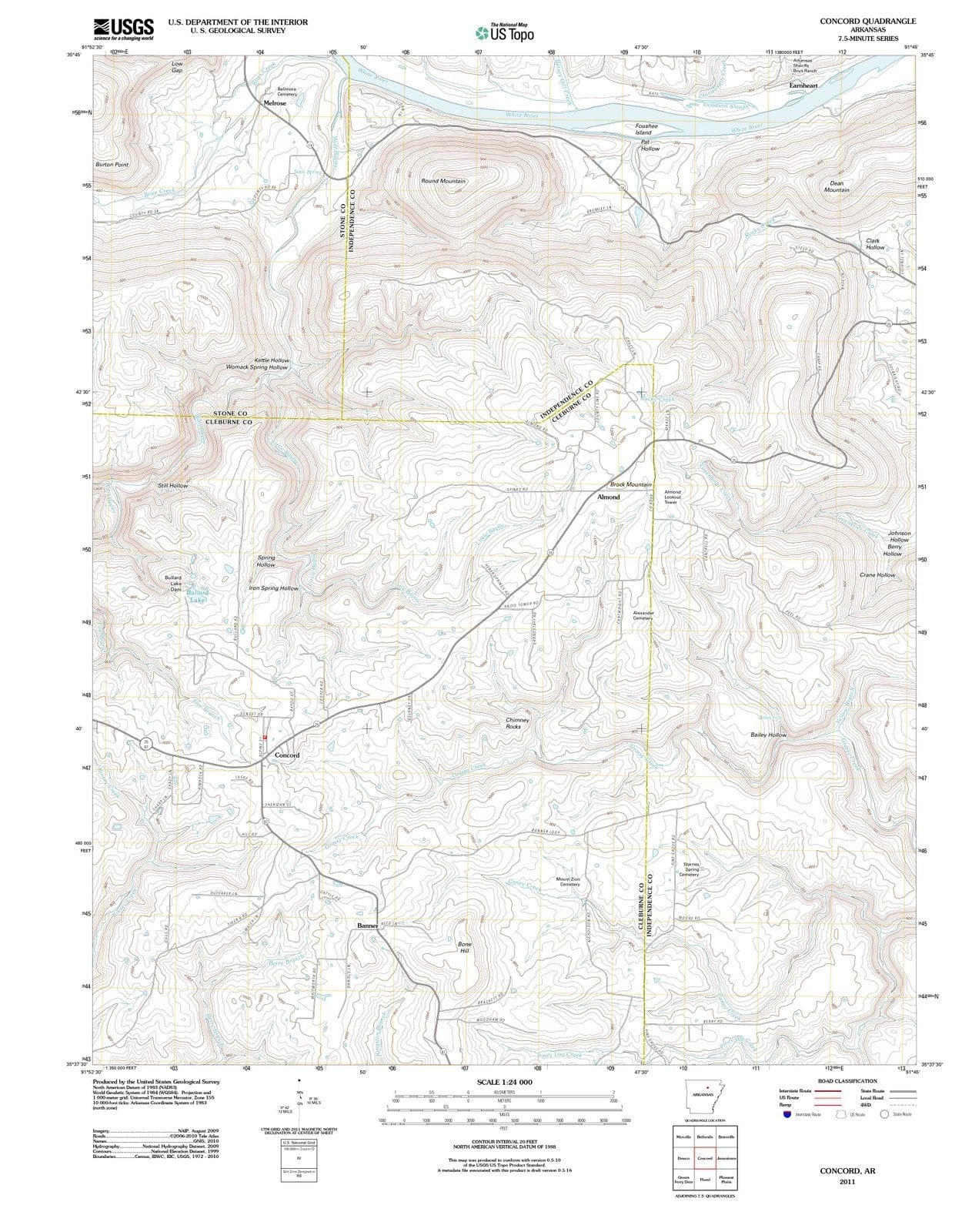 2011 Concord, AR - Arkansas - USGS Topographic Map