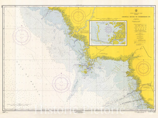 Crystal River to Horseshoe Pt. 1967 Nautical Chart - Historical Map Print