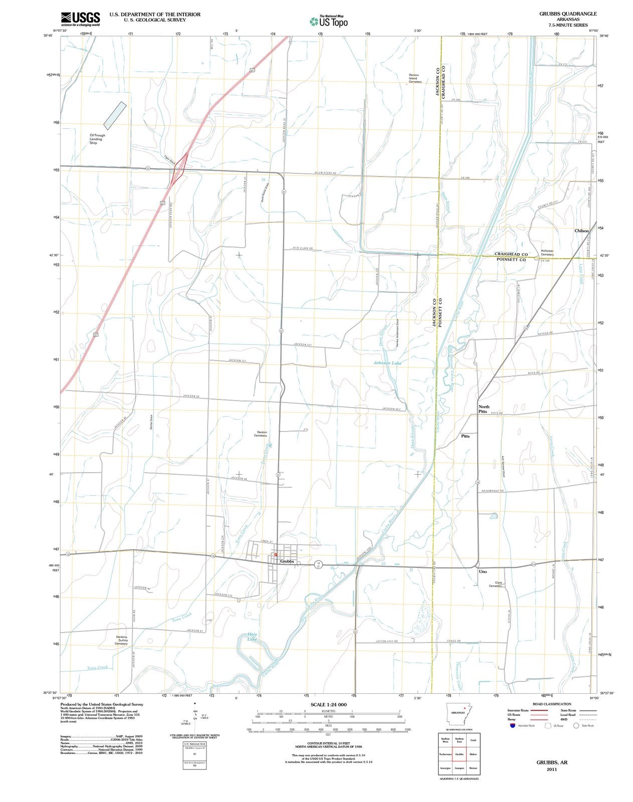 2011 Grubbs, AR - Arkansas - USGS Topographic Map