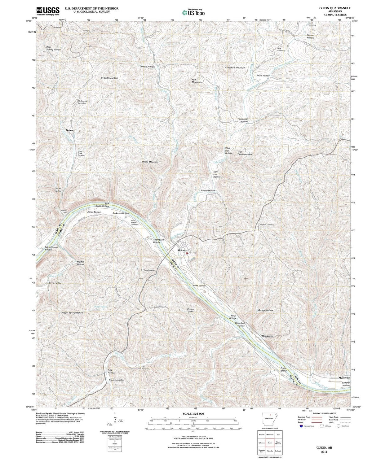 2011 Guion, AR - Arkansas - USGS Topographic Map