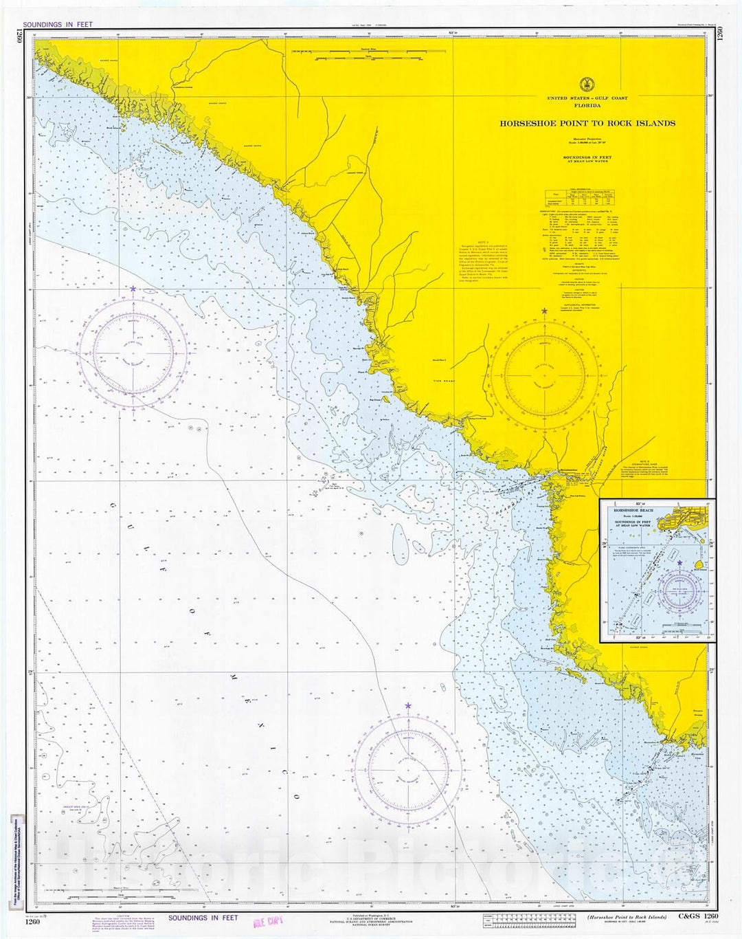 Historic Nautical Map - Horseshoe Point To Rock Islands, 1973 NOAA Chart - Florida (FL) - Vintage Wall Art