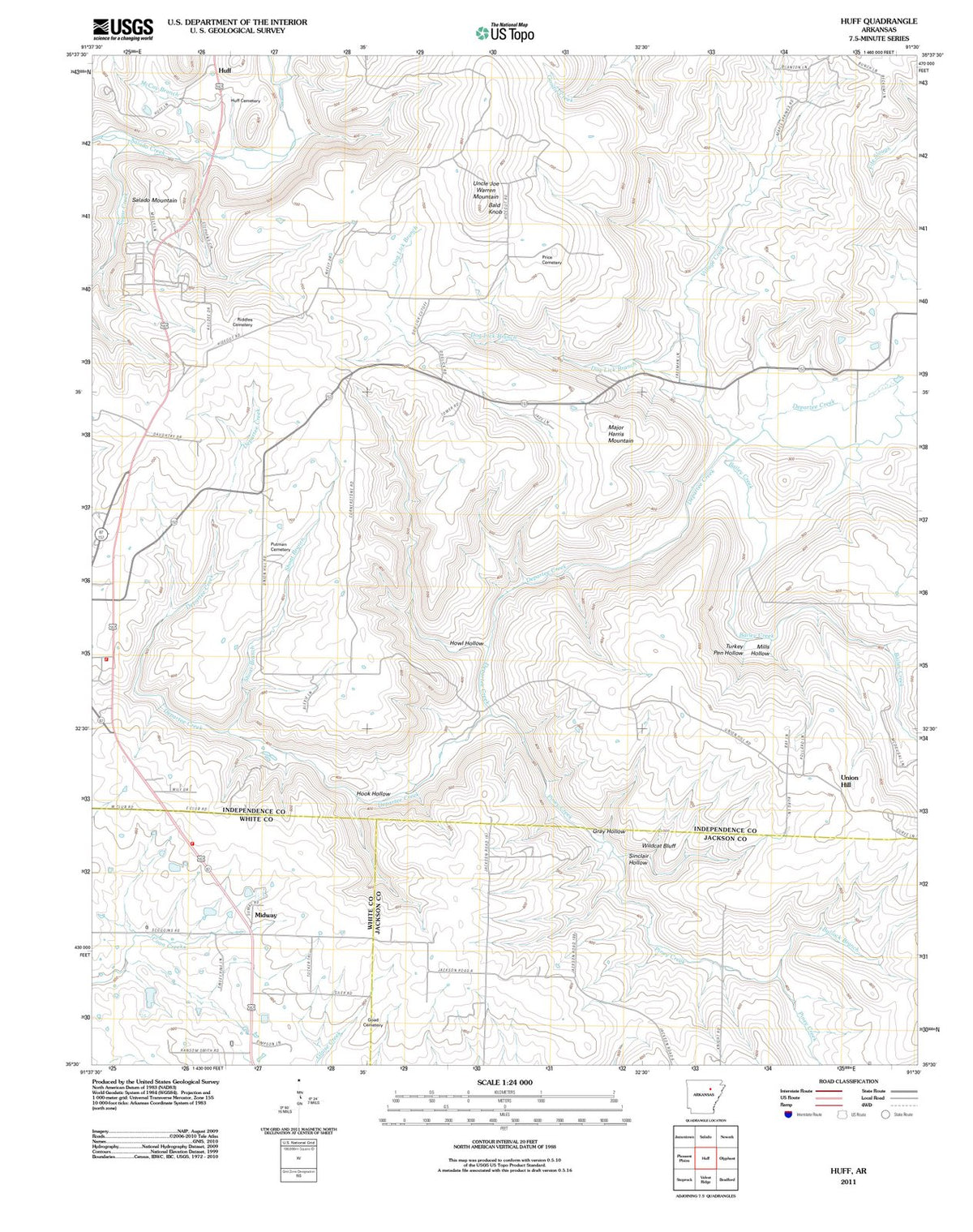 2011 Huff, AR - Arkansas - USGS Topographic Map