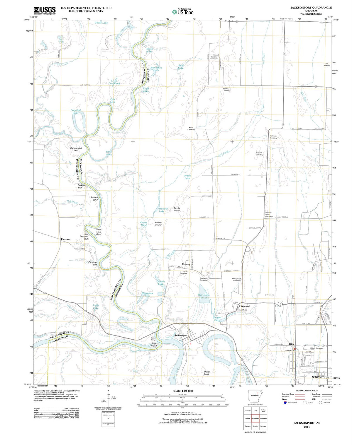 2011 Jacksonport, AR - Arkansas - USGS Topographic Map