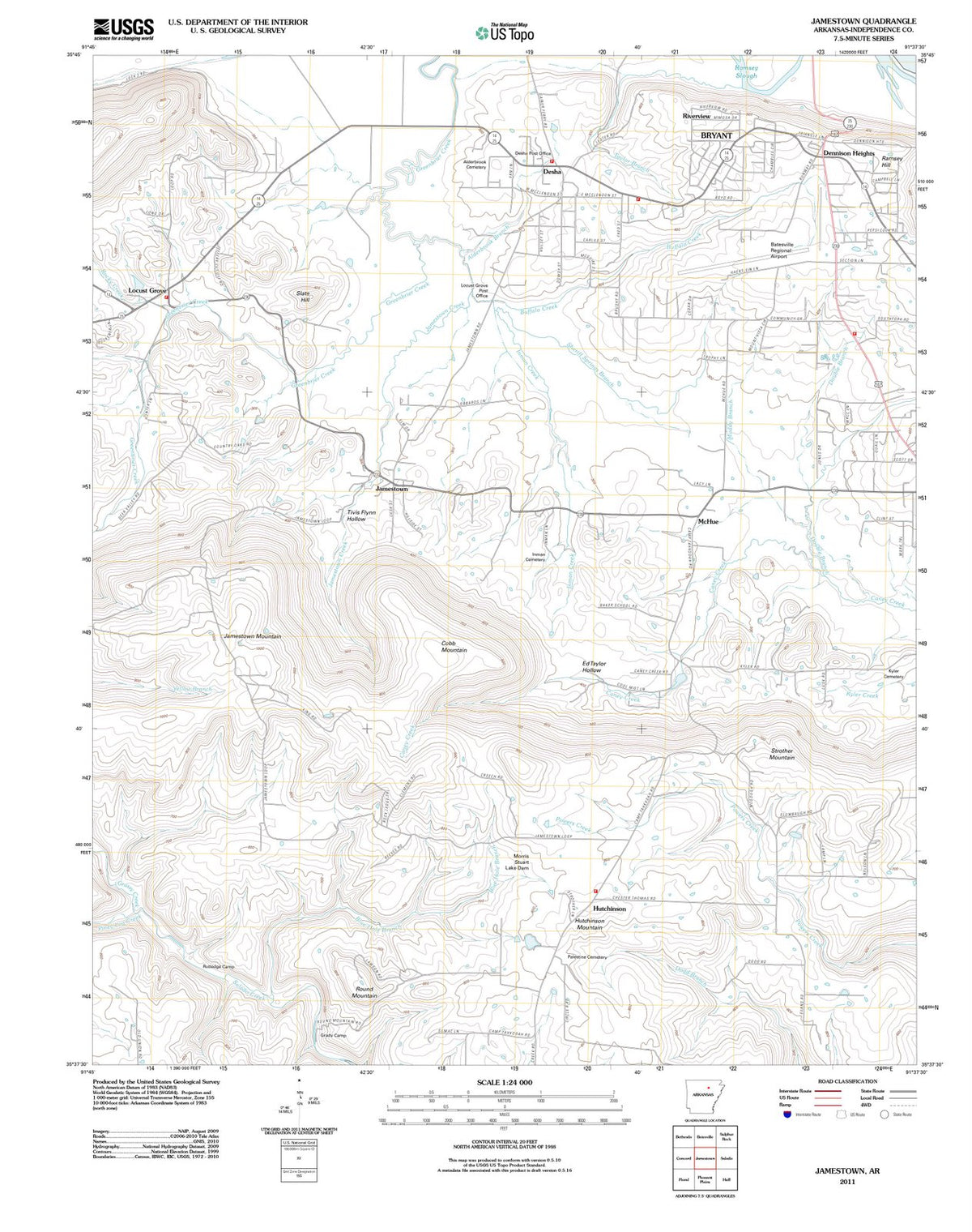 2011 Jamestown, AR - Arkansas - USGS Topographic Map
