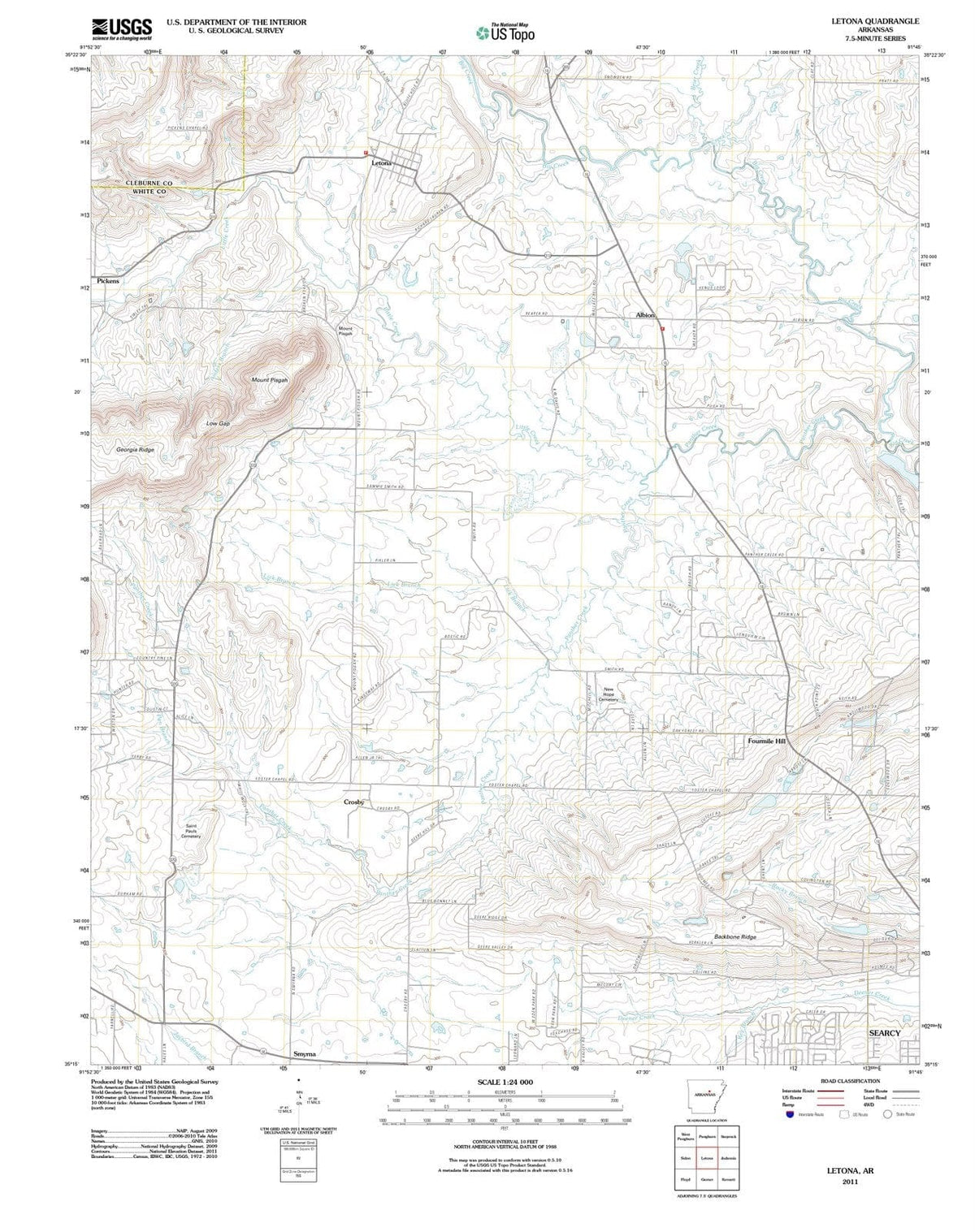 2011 Letona, AR - Arkansas - USGS Topographic Map