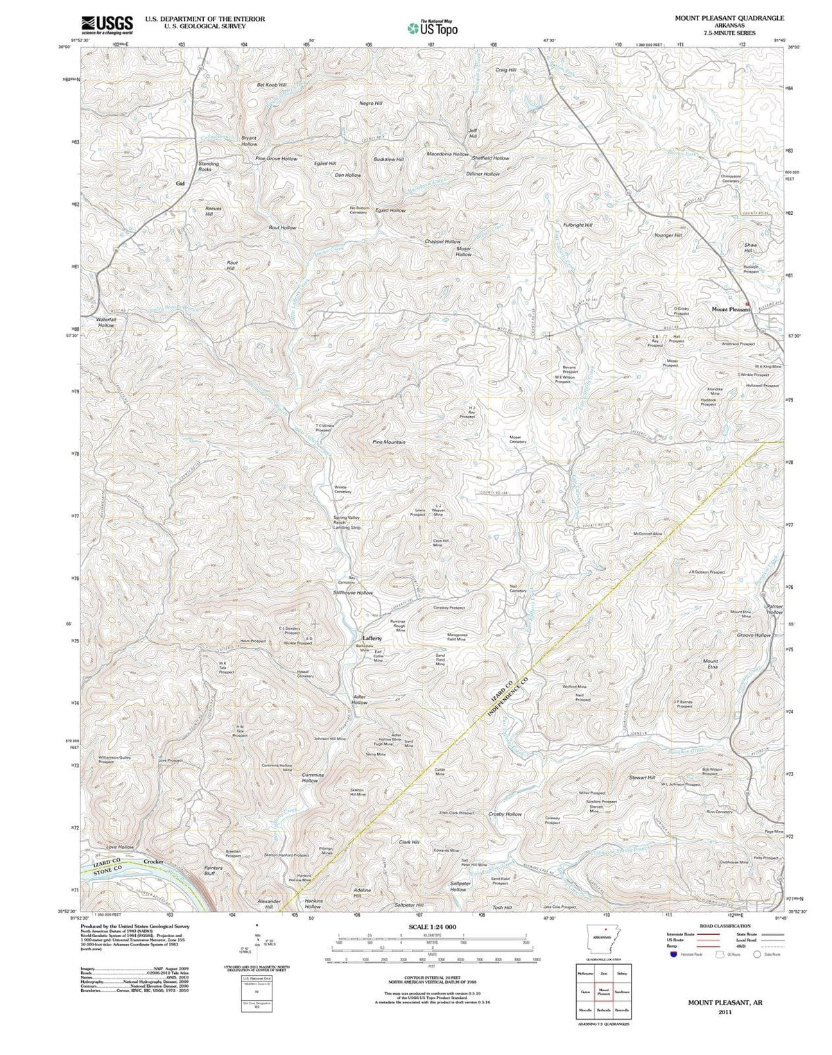 2011 Mount Pleasant, AR - Arkansas - USGS Topographic Map