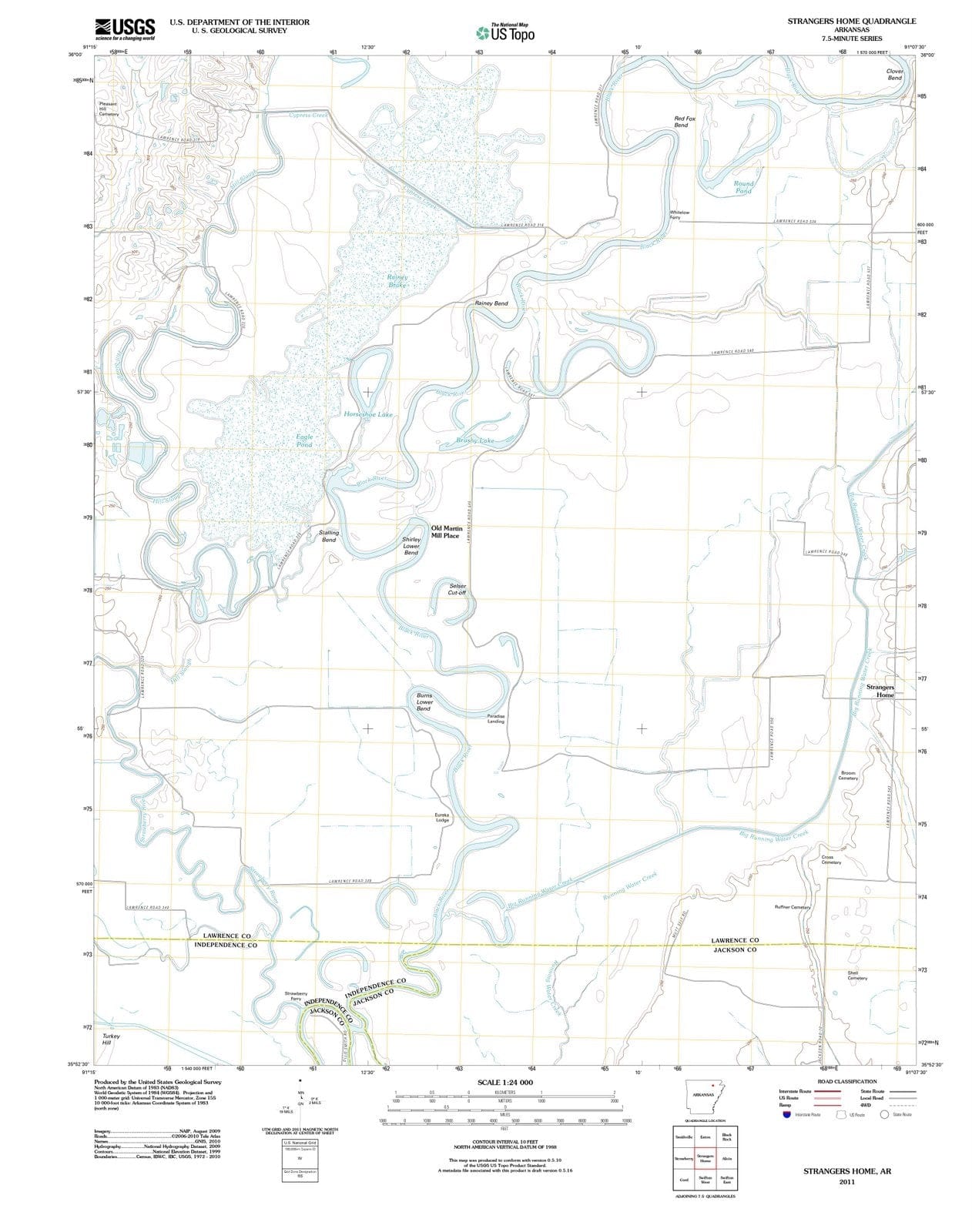 2011 Strangers Home, AR - Arkansas - USGS Topographic Map