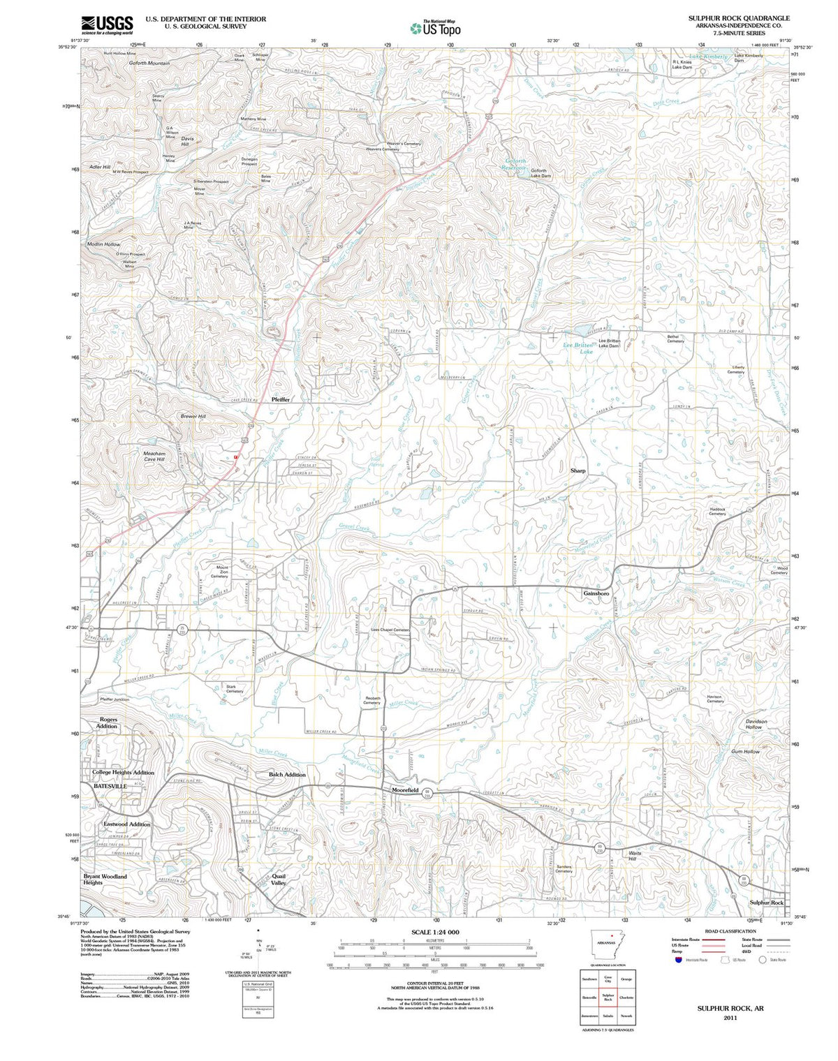 2011 Sulphur Rock, AR - Arkansas - USGS Topographic Map