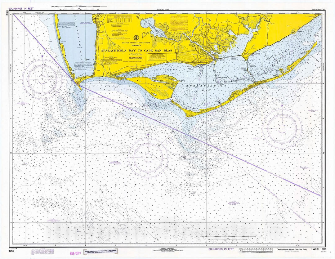 Historic Nautical Map - Apalachicola Bay To Cape San Blas, 1974 NOAA Chart - Florida (FL) - Vintage Wall Art