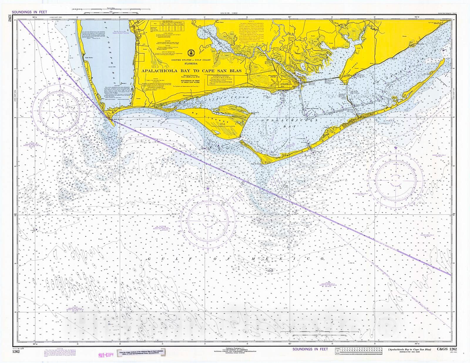 Historic Nautical Map - Apalachicola Bay To Cape San Blas, 1974 NOAA Chart - Florida (FL) - Vintage Wall Art