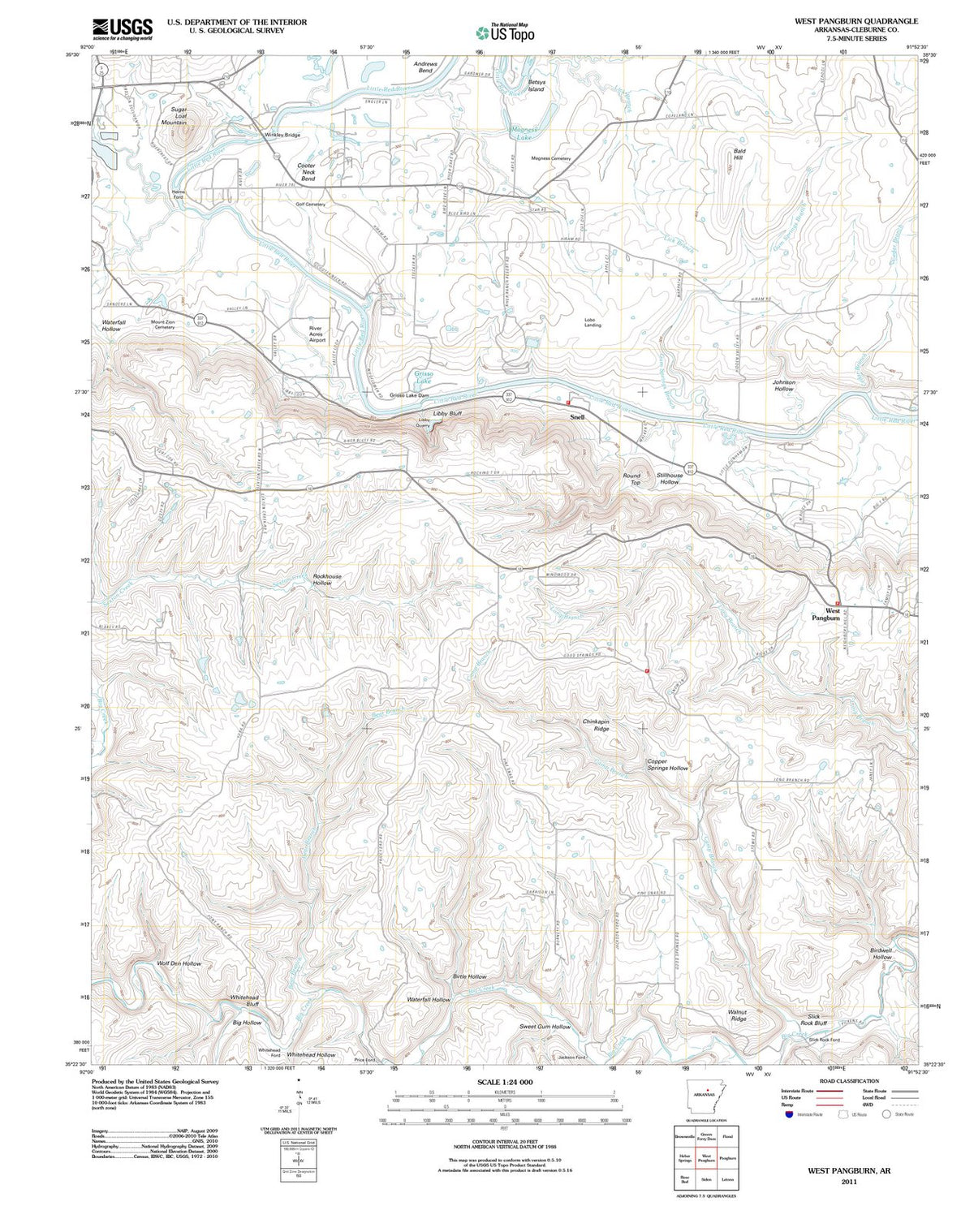 2011 West Pangburn, AR - Arkansas - USGS Topographic Map