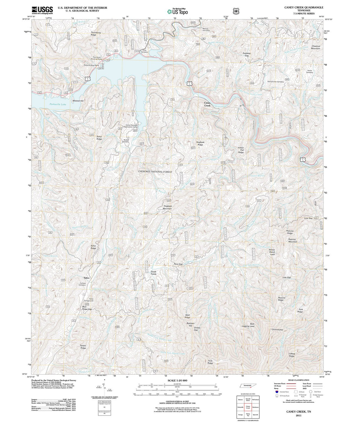 2011 Caney Creek, TN - Tennessee - USGS Topographic Map