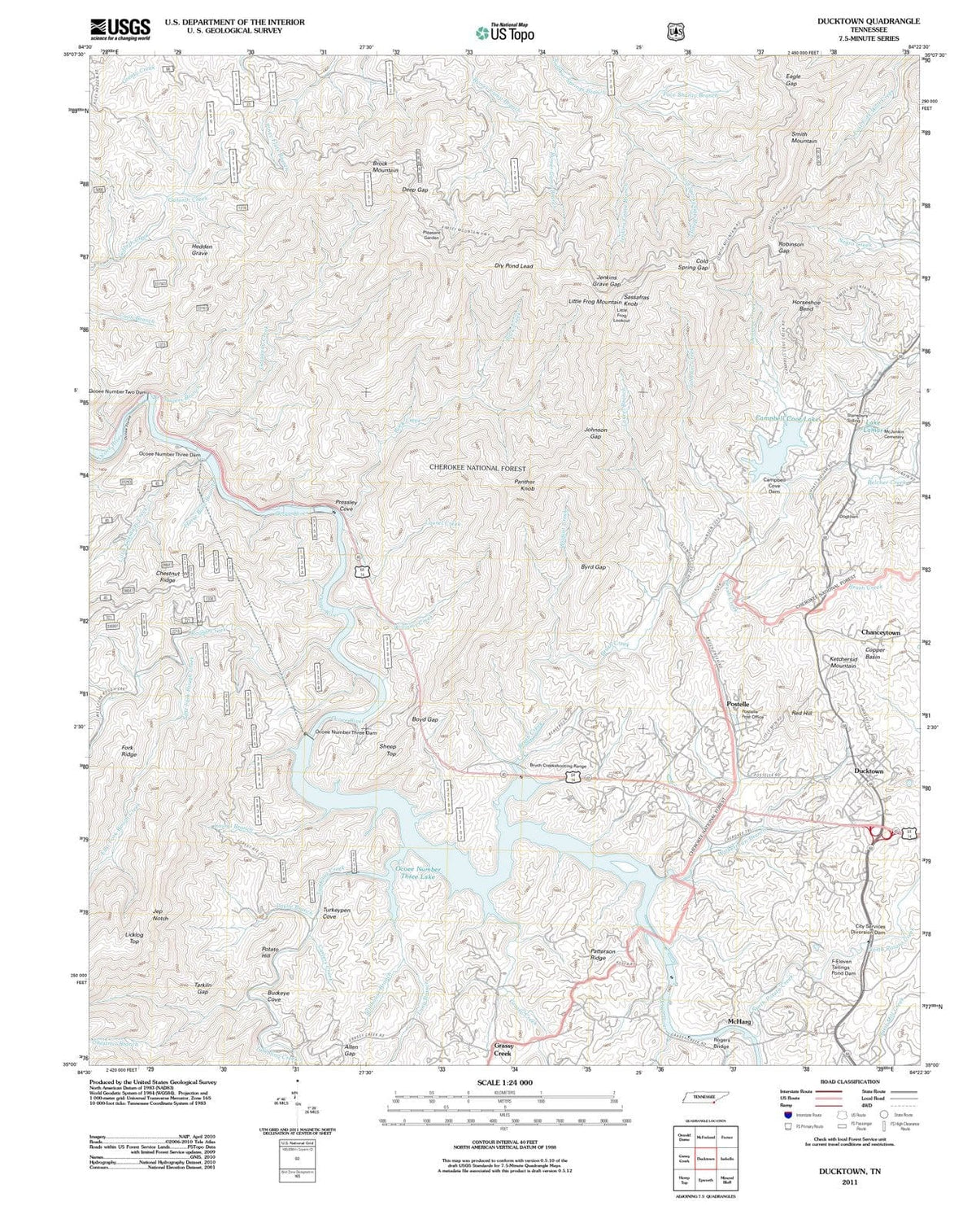 2011 Ducktown, TN - Tennessee - USGS Topographic Map