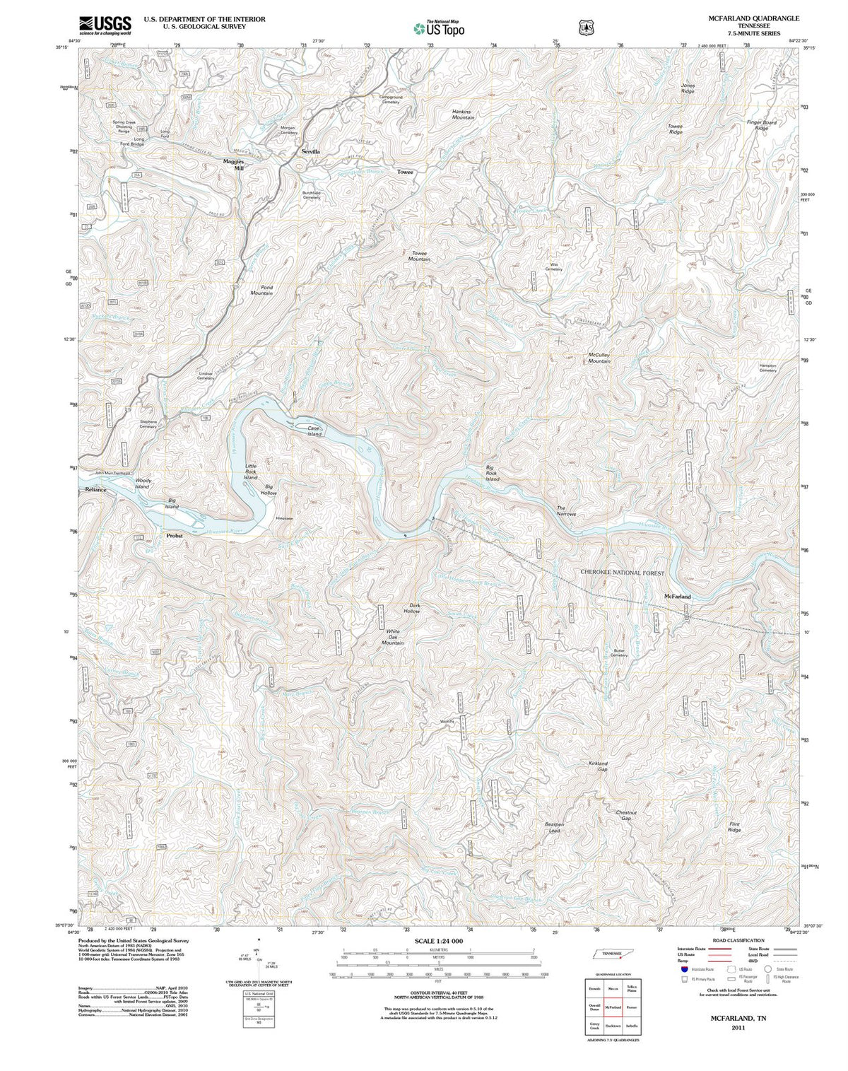2011 McFarland, TN - Tennessee - USGS Topographic Map