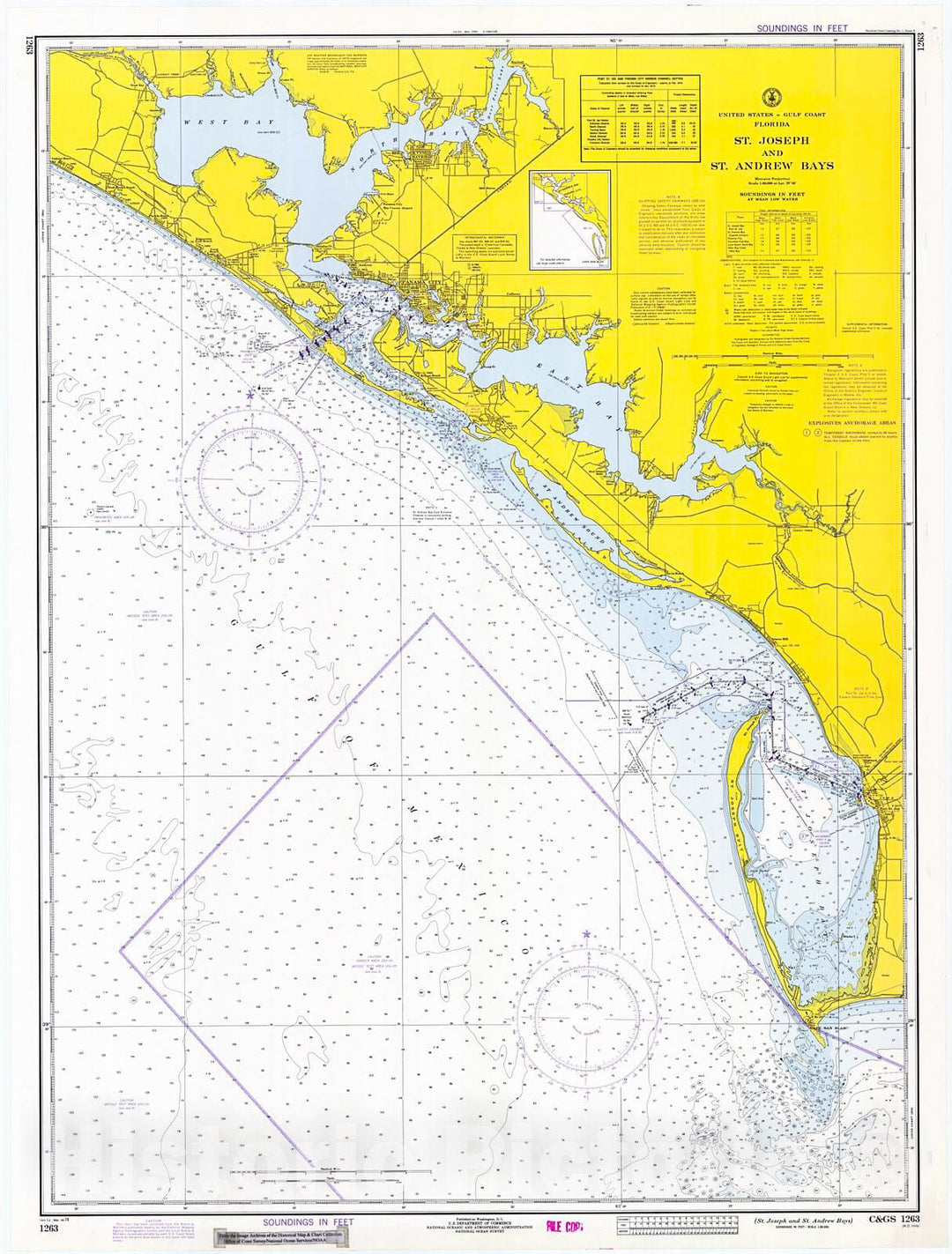 Historic Nautical Map - St. Joseph And St. Andrew Bays, 1974 NOAA Chart - Florida (FL) - Vintage Wall Art
