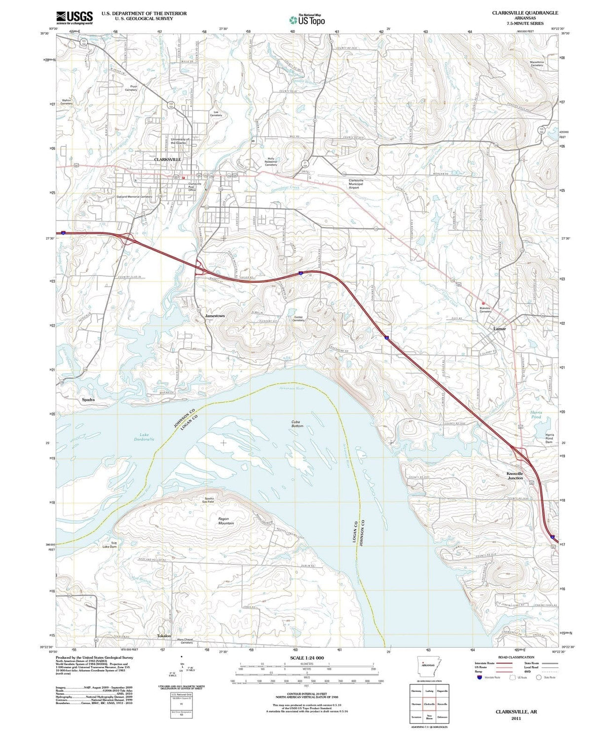 2011 Clarksville, AR - Arkansas - USGS Topographic Map