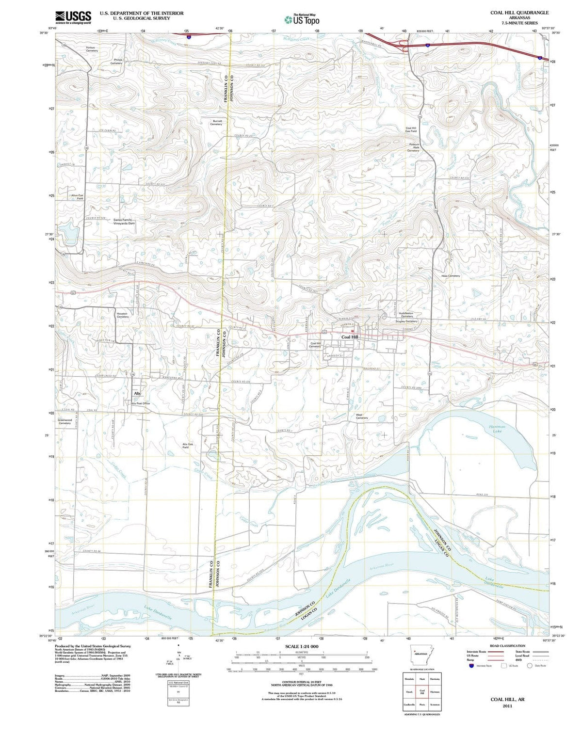 2011 Coal Hill, AR - Arkansas - USGS Topographic Map