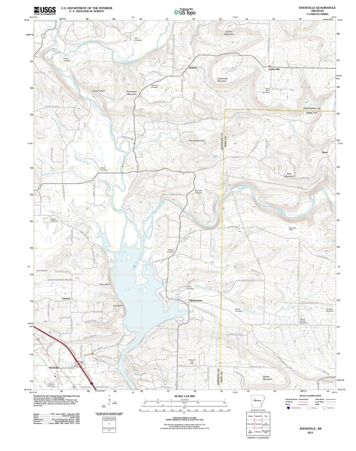 2011 Knoxville, AR - Arkansas - USGS Topographic Map