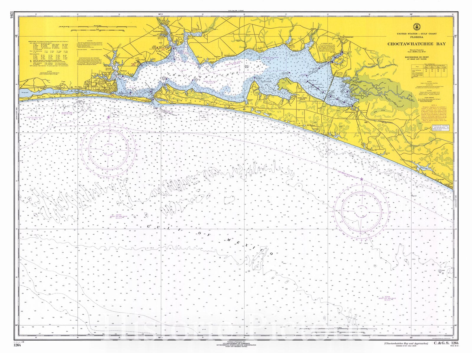 Choctawhatchee Bay, 1968 Nautical Chart Print