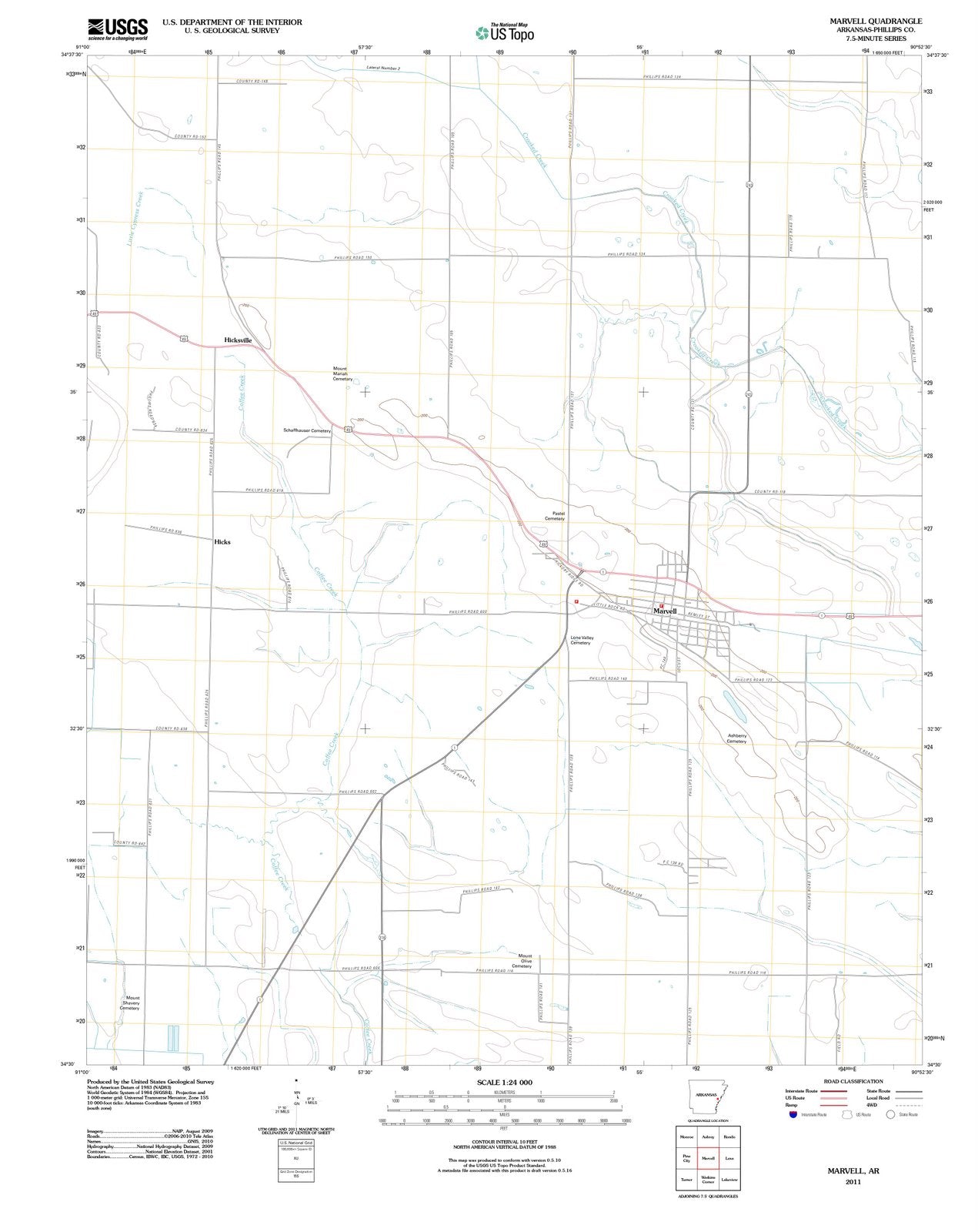 2011 Marvell, AR - Arkansas - USGS Topographic Map