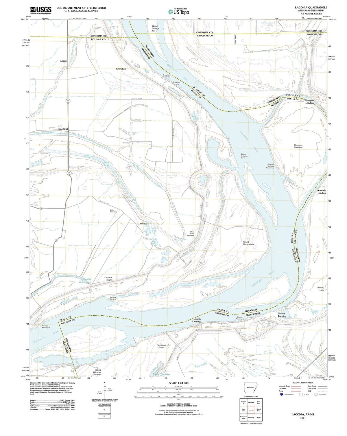 2011 Laconia, AR - Arkansas - USGS Topographic Map