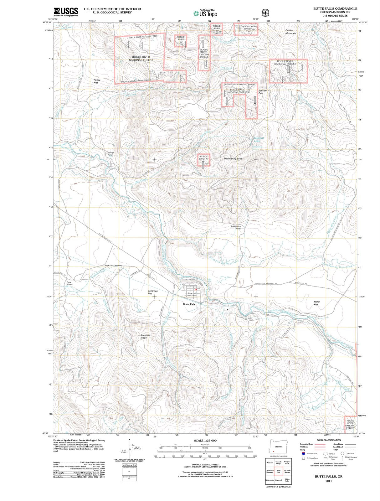 2011 Butte Falls, OR - Oregon - USGS Topographic Map