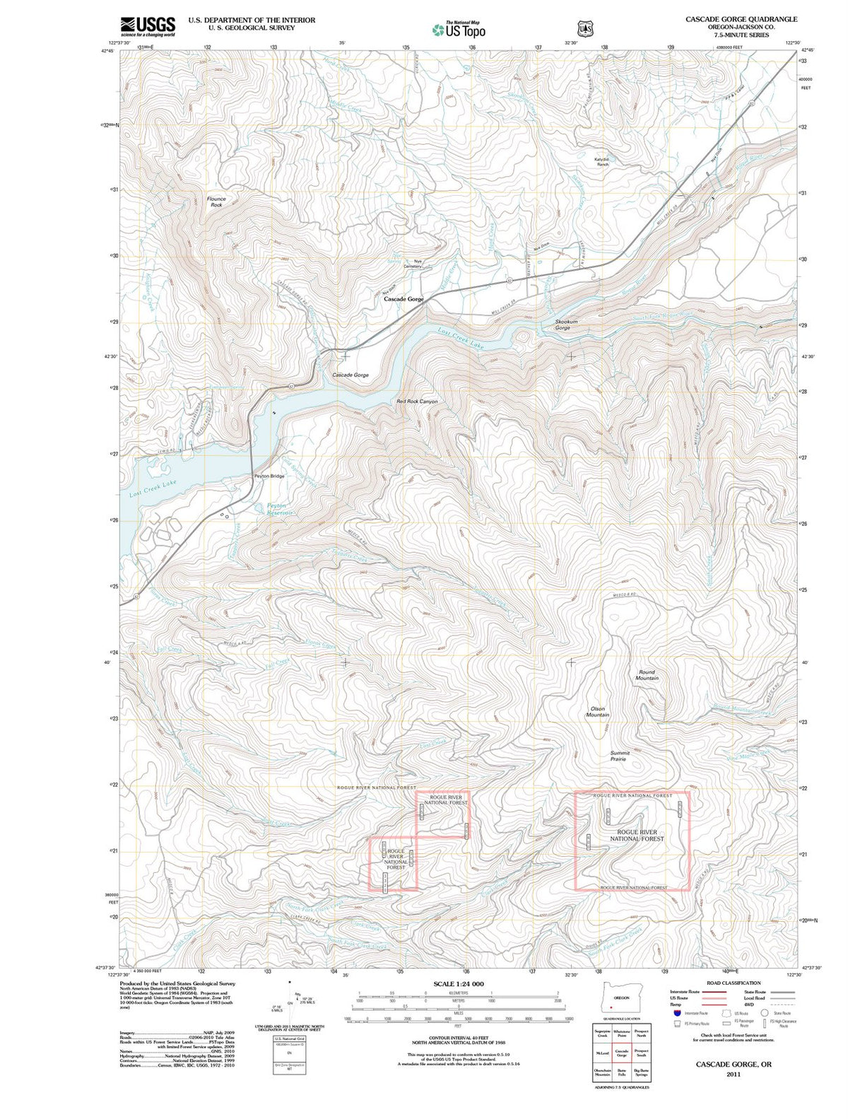 2011 Cascade Gorge, OR - Oregon - USGS Topographic Map