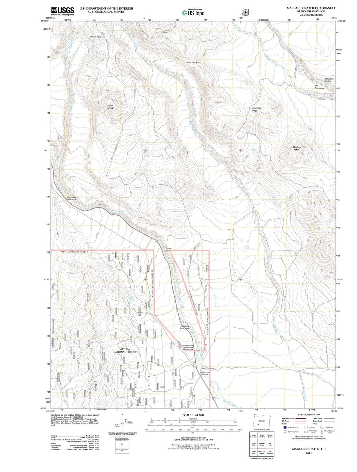 2011 Maklaks Crater, OR - Oregon - USGS Topographic Map