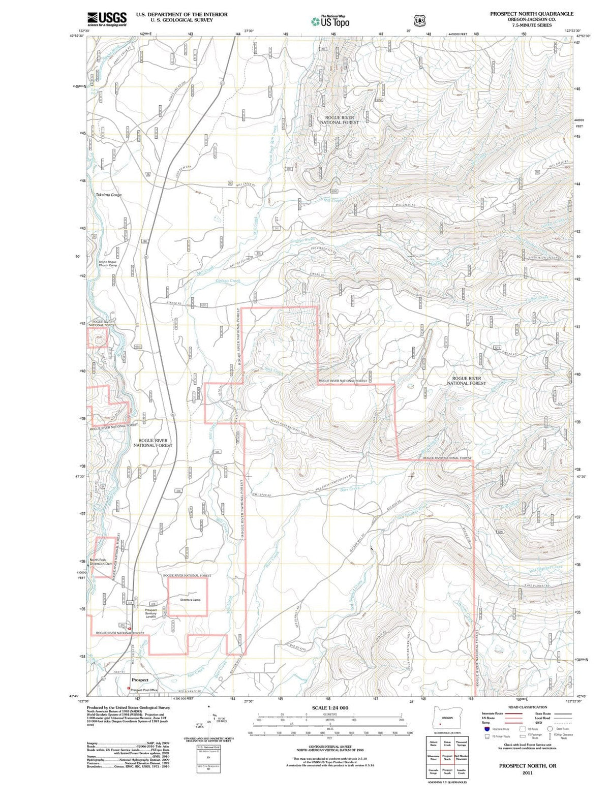 2011 Prospect North, OR - Oregon - USGS Topographic Map