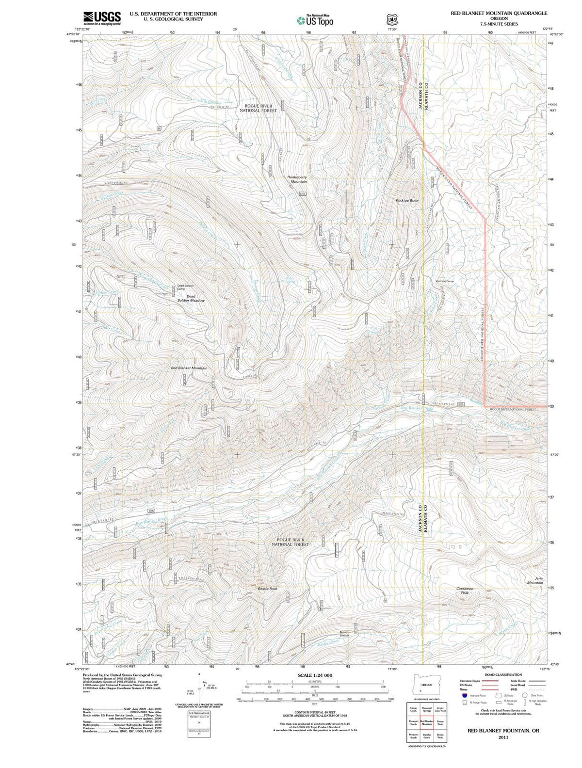 2011 Red Blanket Mountain, OR - Oregon - USGS Topographic Map