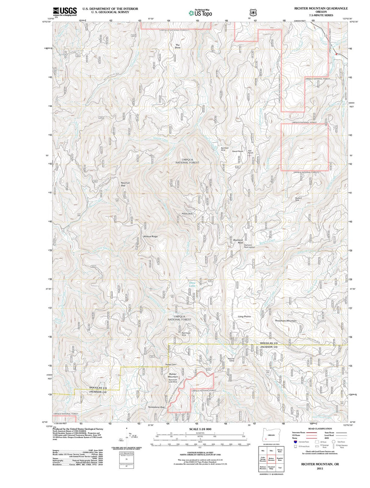 2011 Richter Mountain, OR - Oregon - USGS Topographic Map