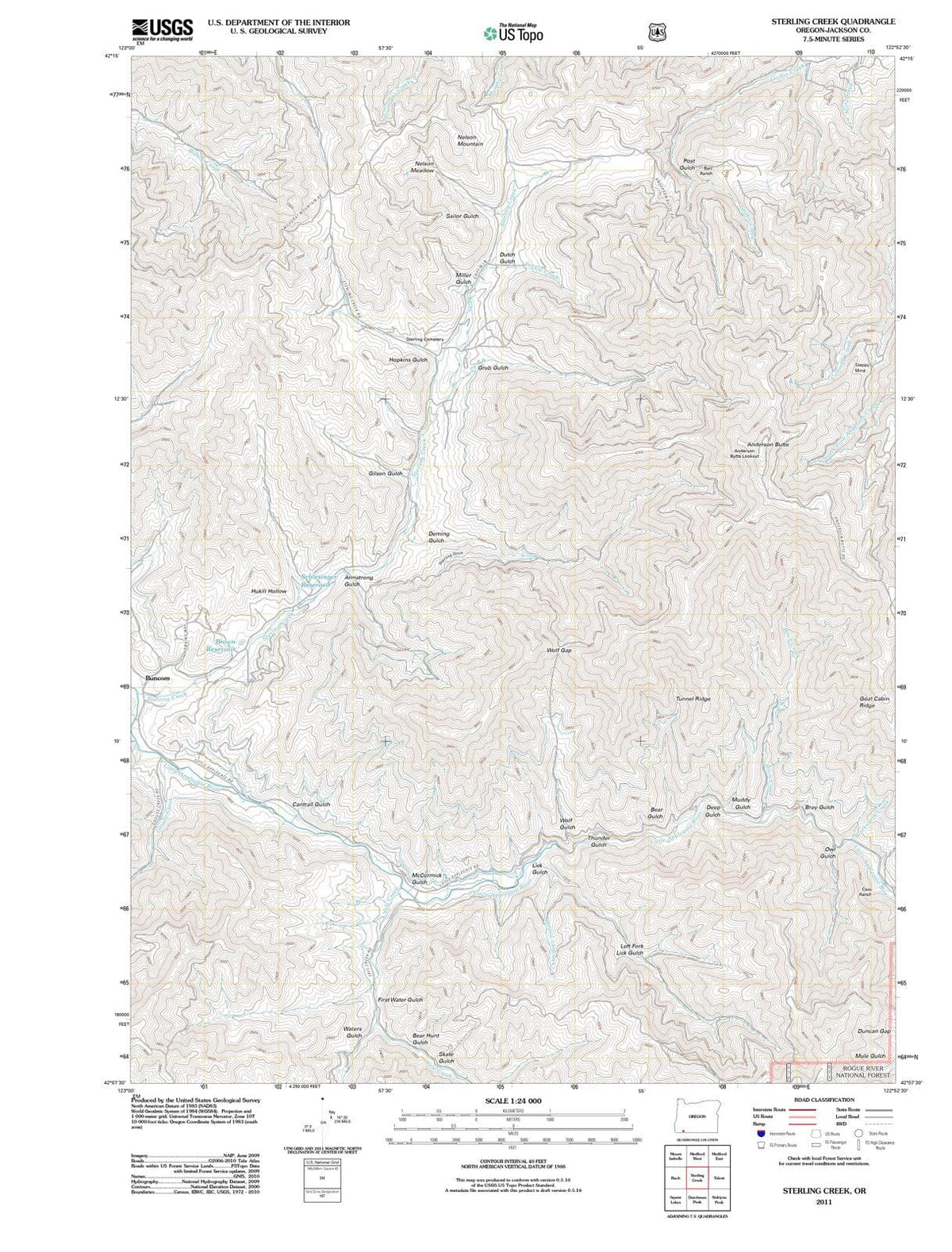 2011 Sterling Creek, OR - Oregon - USGS Topographic Map