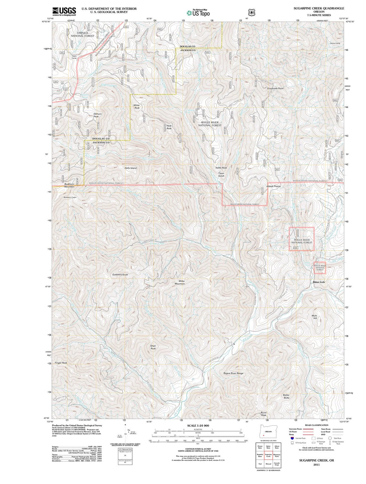 2011 Sugarpine Creek, OR - Oregon - USGS Topographic Map