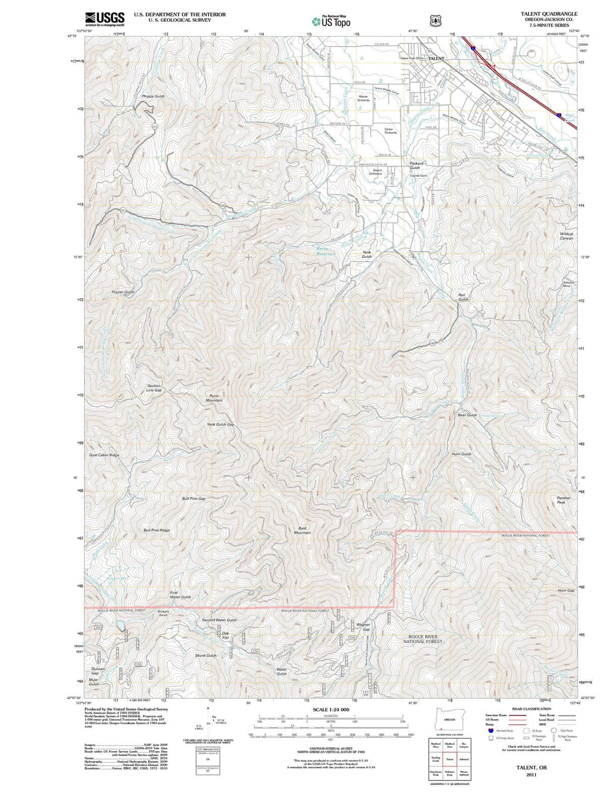 2011 Talent, OR - Oregon - USGS Topographic Map