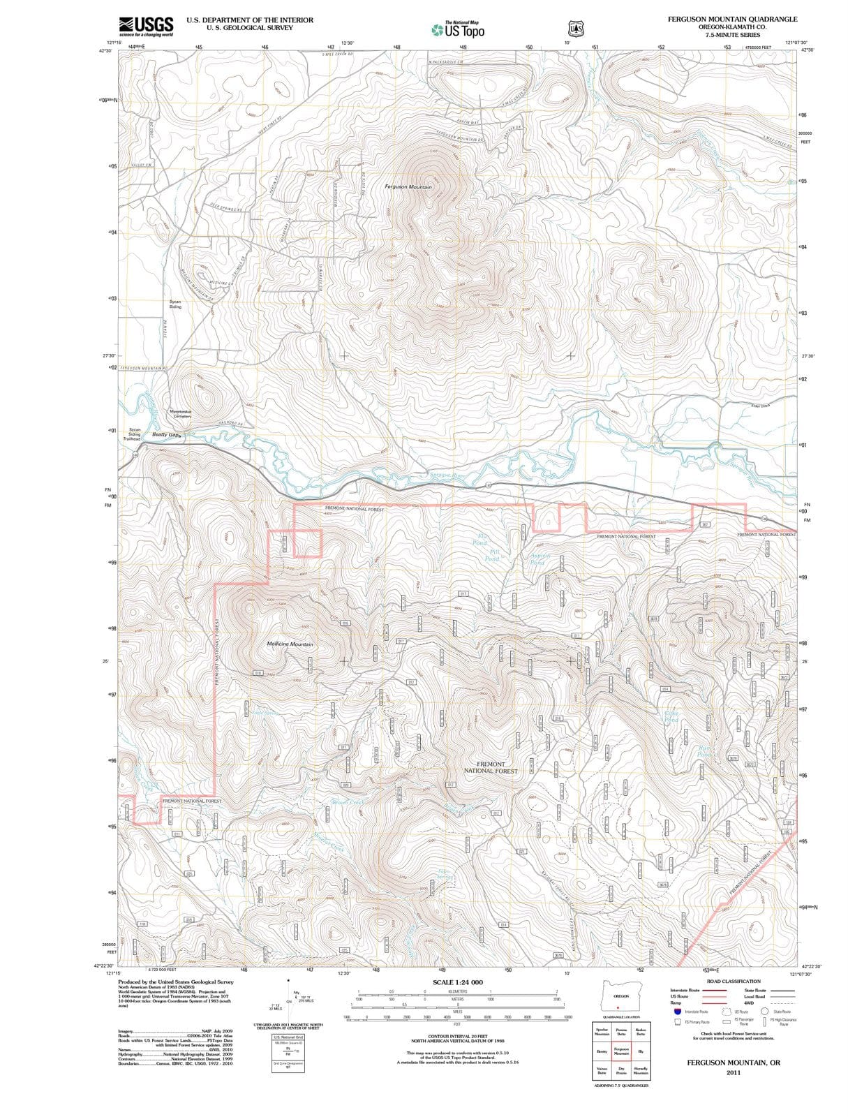 2011 Ferguson Mountain, OR - Oregon - USGS Topographic Map