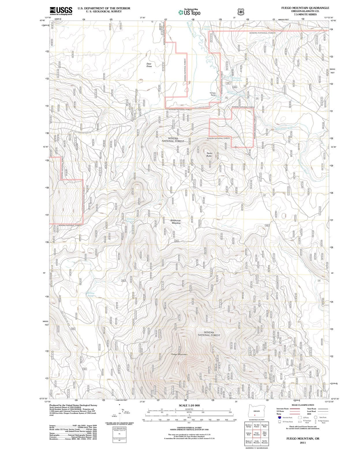 2011 Fuego Mountain, OR - Oregon - USGS Topographic Map