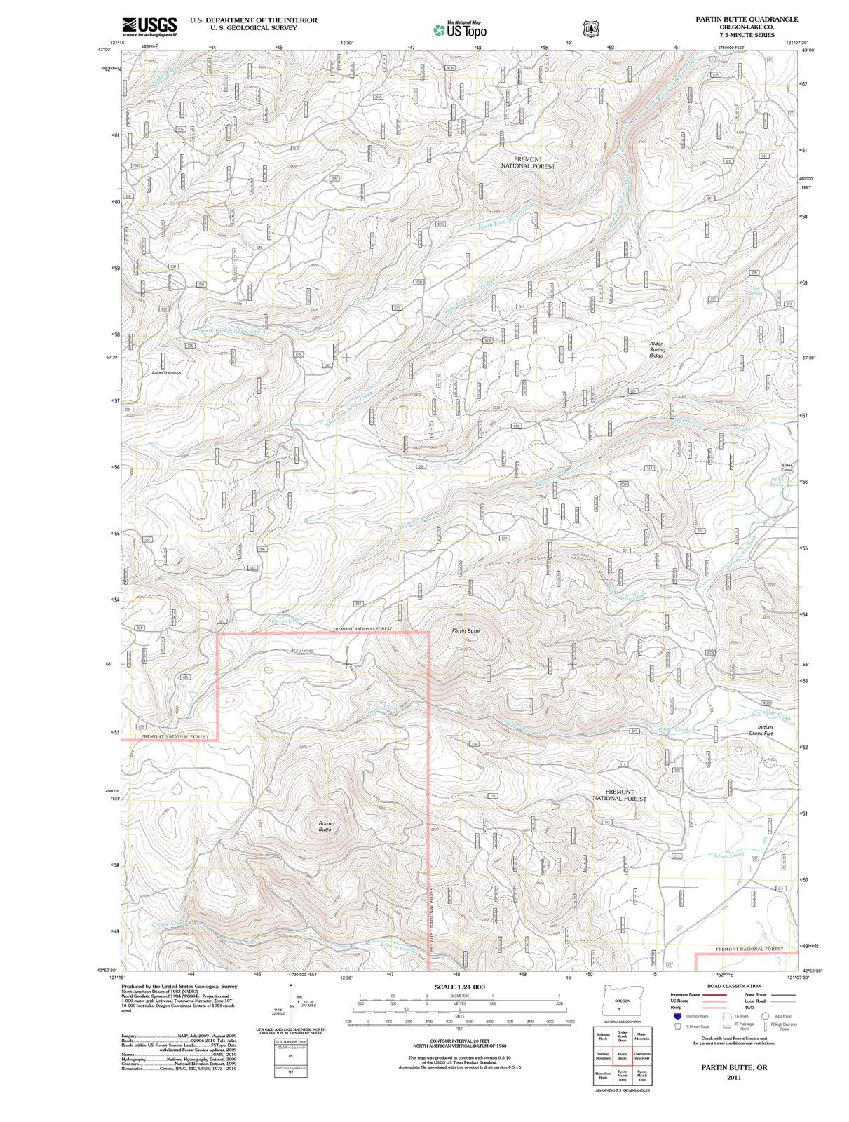 2011 Partin Butte, OR - Oregon - USGS Topographic Map