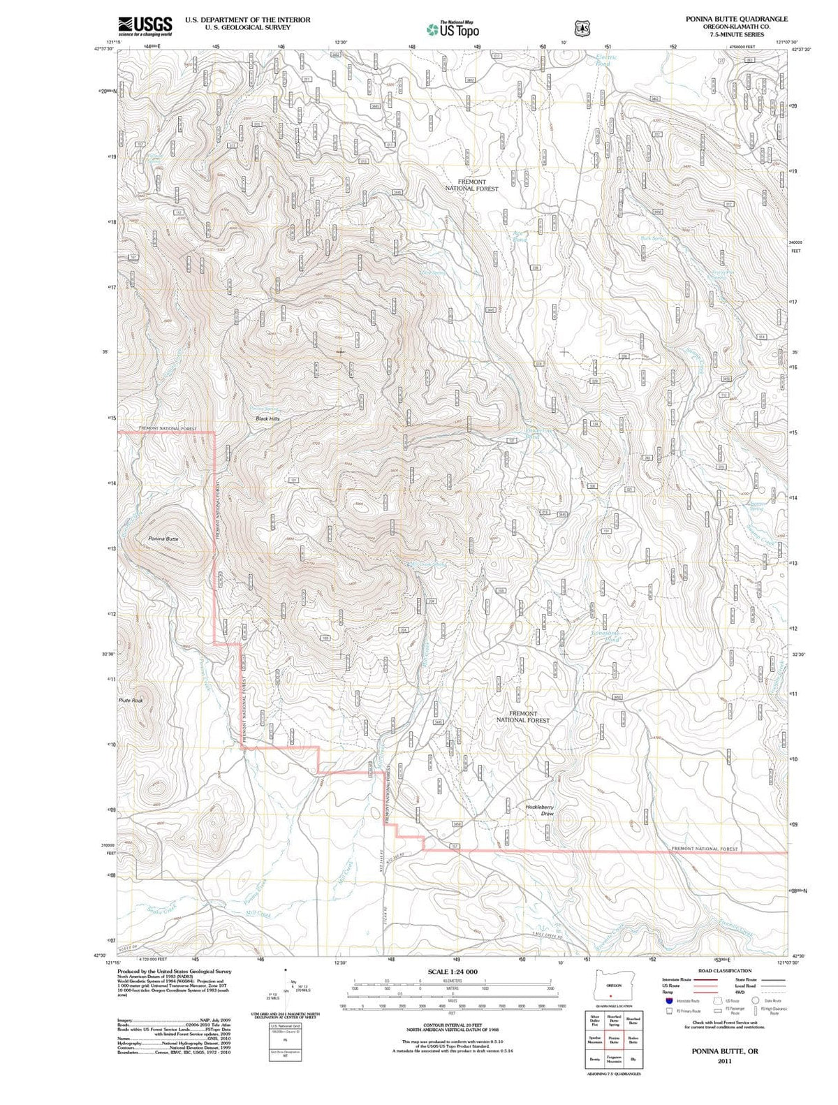 2011 Ponina Butte, OR - Oregon - USGS Topographic Map